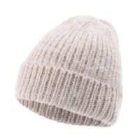 ililily Angora Blended Color Fold Over Short Beanie Ribbed Knit Winter Hat