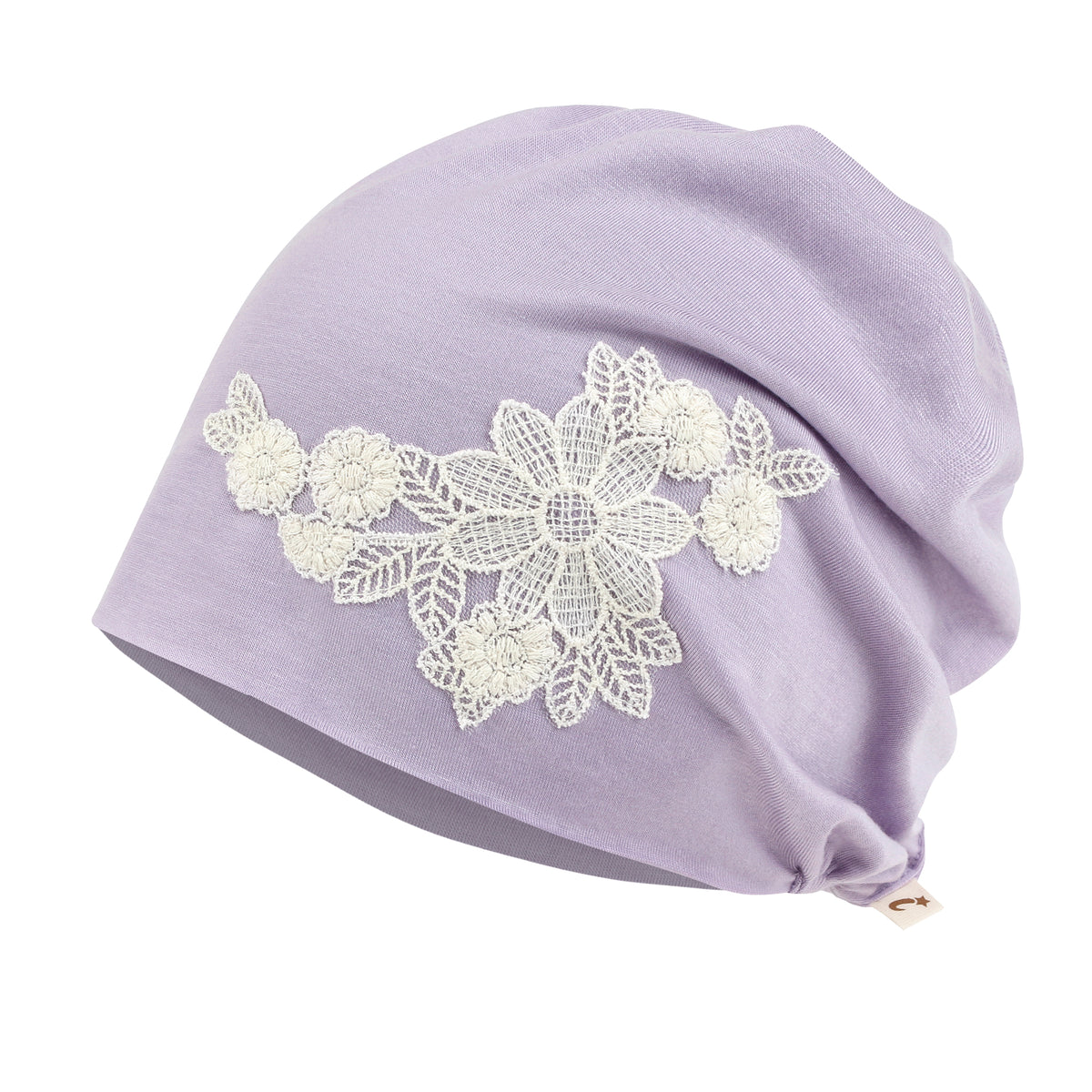 ililily Tencel Lyocell Flower Lace Motif Chemo Beanie Soft Head Cover Sleep Hat