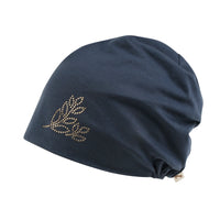 ililily Tencel Lyocell Leaves Rhinestone Chemo Beanie Ultra Soft Head Sleep Hat