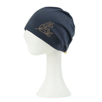 ililily Tencel Lyocell Leaves Rhinestone Chemo Beanie Ultra Soft Head Sleep Hat