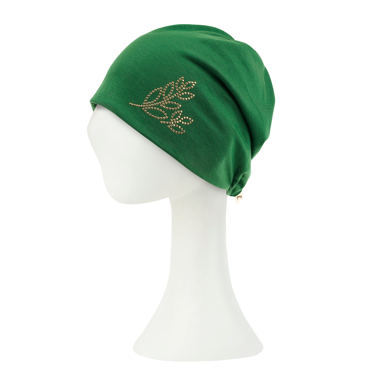 ililily Tencel Lyocell Leaves Rhinestone Chemo Beanie Ultra Soft Head Sleep Hat