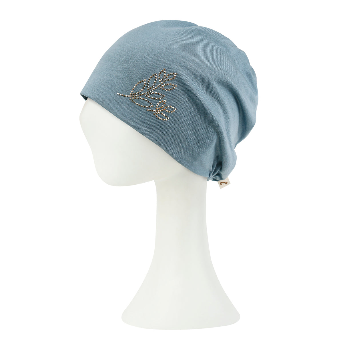 ililily Tencel Lyocell Leaves Rhinestone Chemo Beanie Ultra Soft Head Sleep Hat