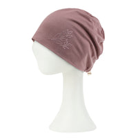 ililily Tencel Lyocell Leaves Rhinestone Chemo Beanie Ultra Soft Head Sleep Hat