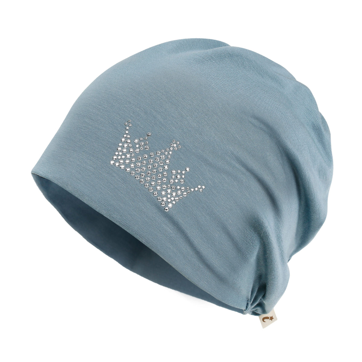 ililily Tencel Lyocell Crown Rhinestone Chemo Beanie Ultra Soft Head Sleep Hat
