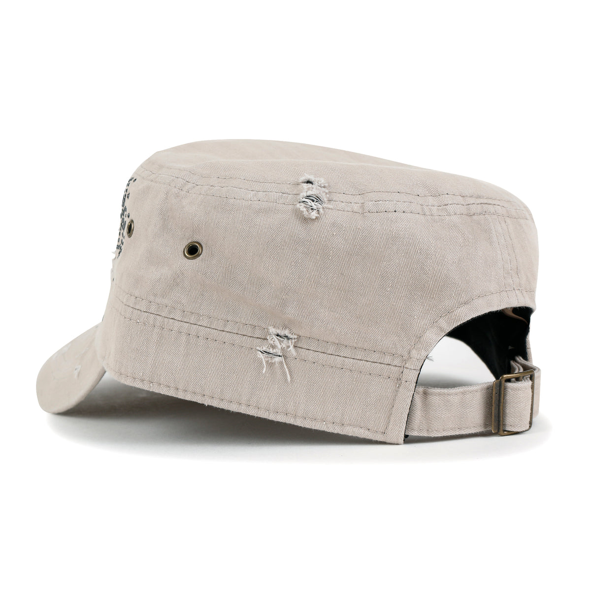 ililily Crystal Gemstone Stud Flower Vintage Cotton Military Army Hat Cadet Cap