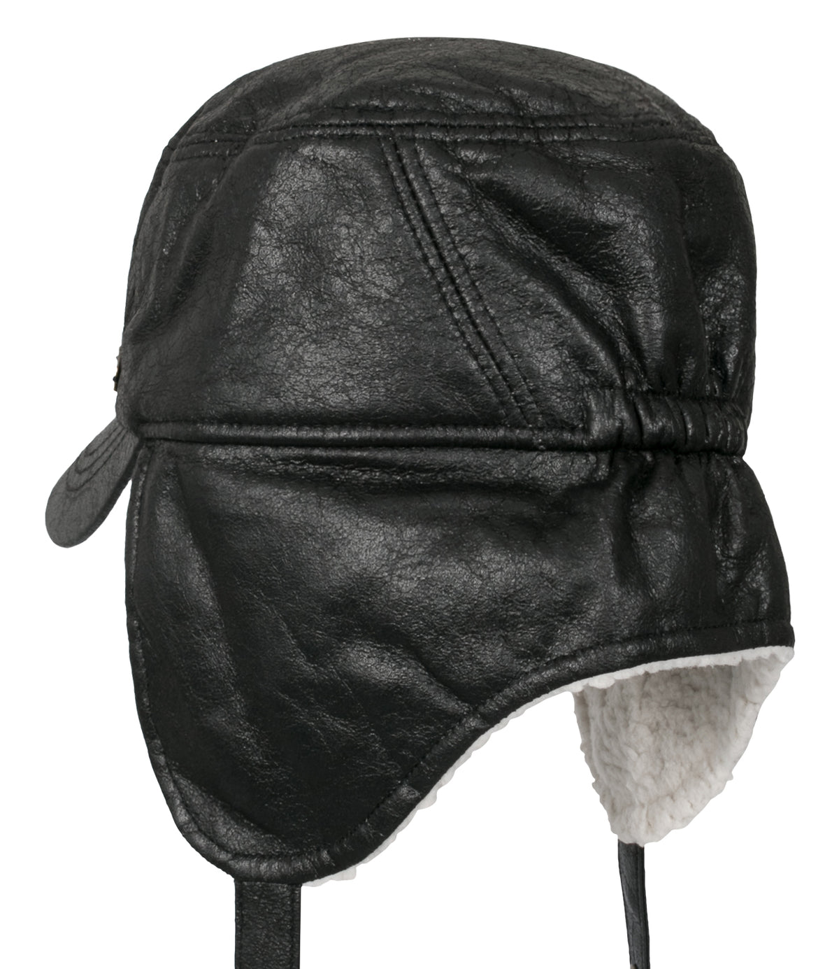 ililily Women Faux Leather Military Army Hat Sherpa Earflaps Flexfit Cadet Cap