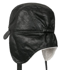 ililily Women Faux Leather Military Army Hat Sherpa Earflaps Flexfit Cadet Cap