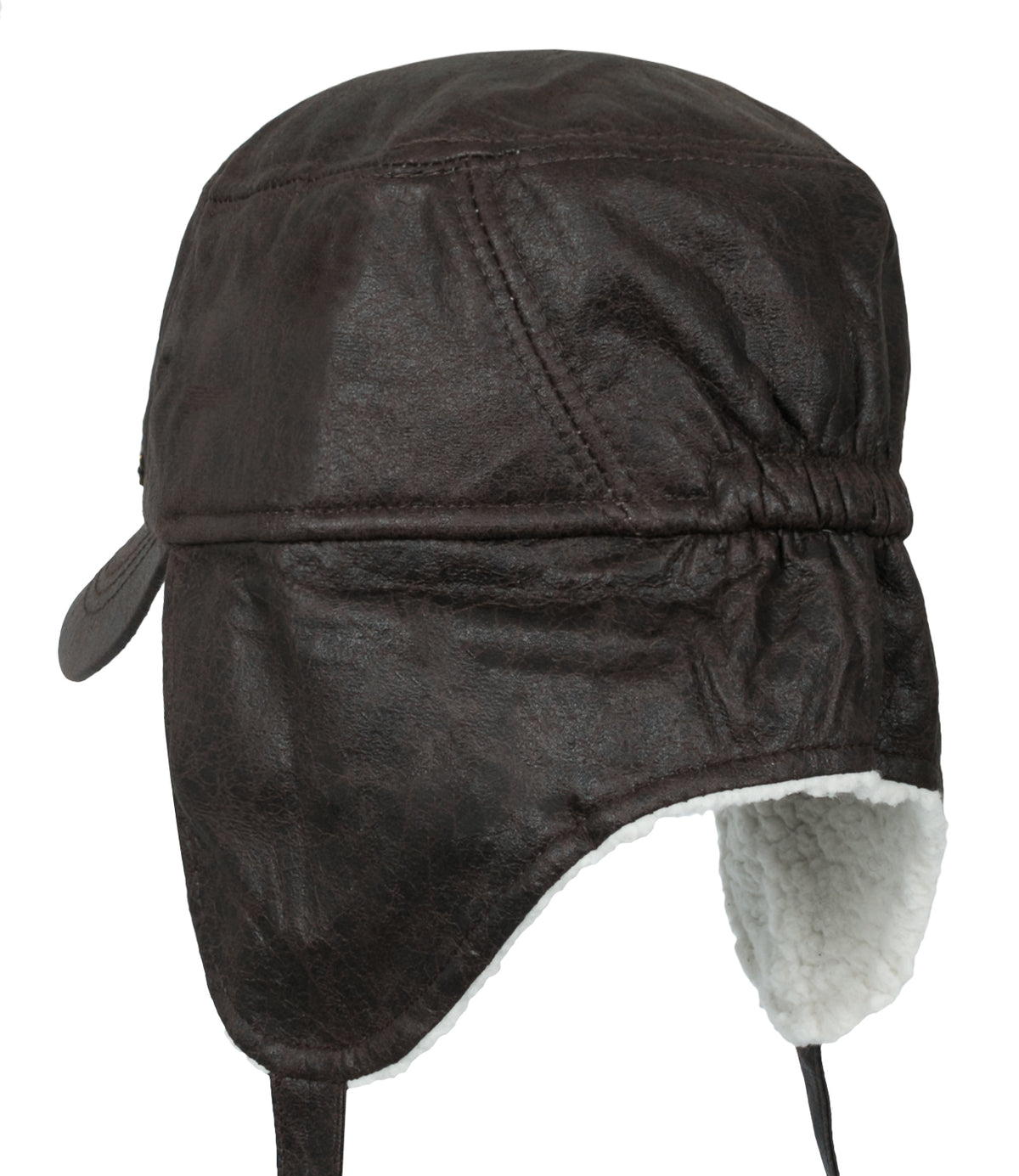 ililily Women Faux Leather Military Army Hat Sherpa Earflaps Flexfit Cadet Cap