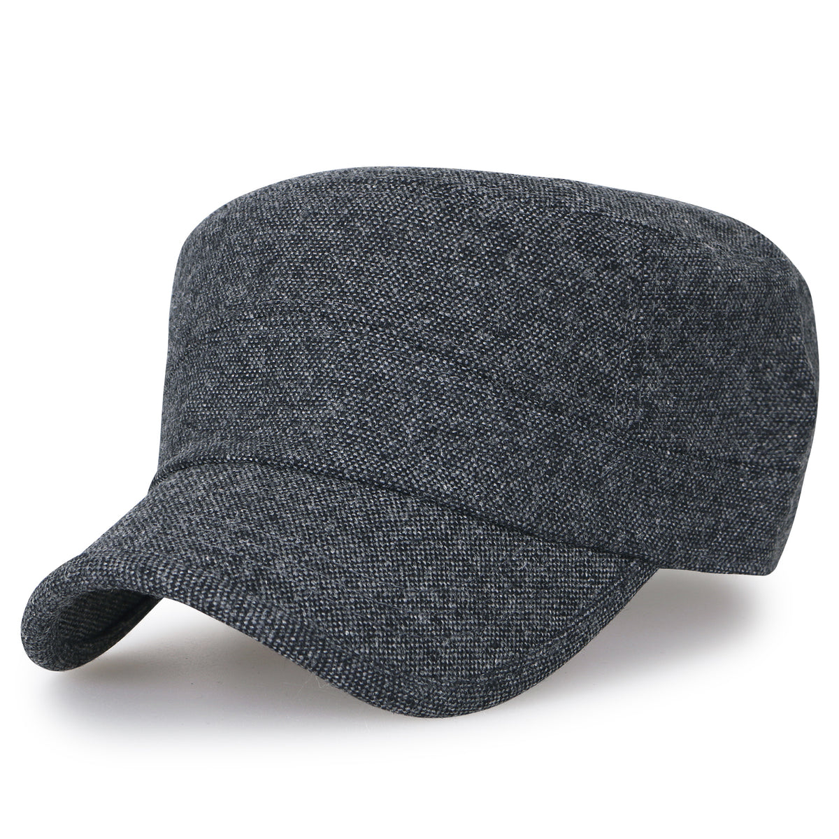 ililily Large Size Solid Color Military Army Hat Wool-blend Vintage Cadet Cap