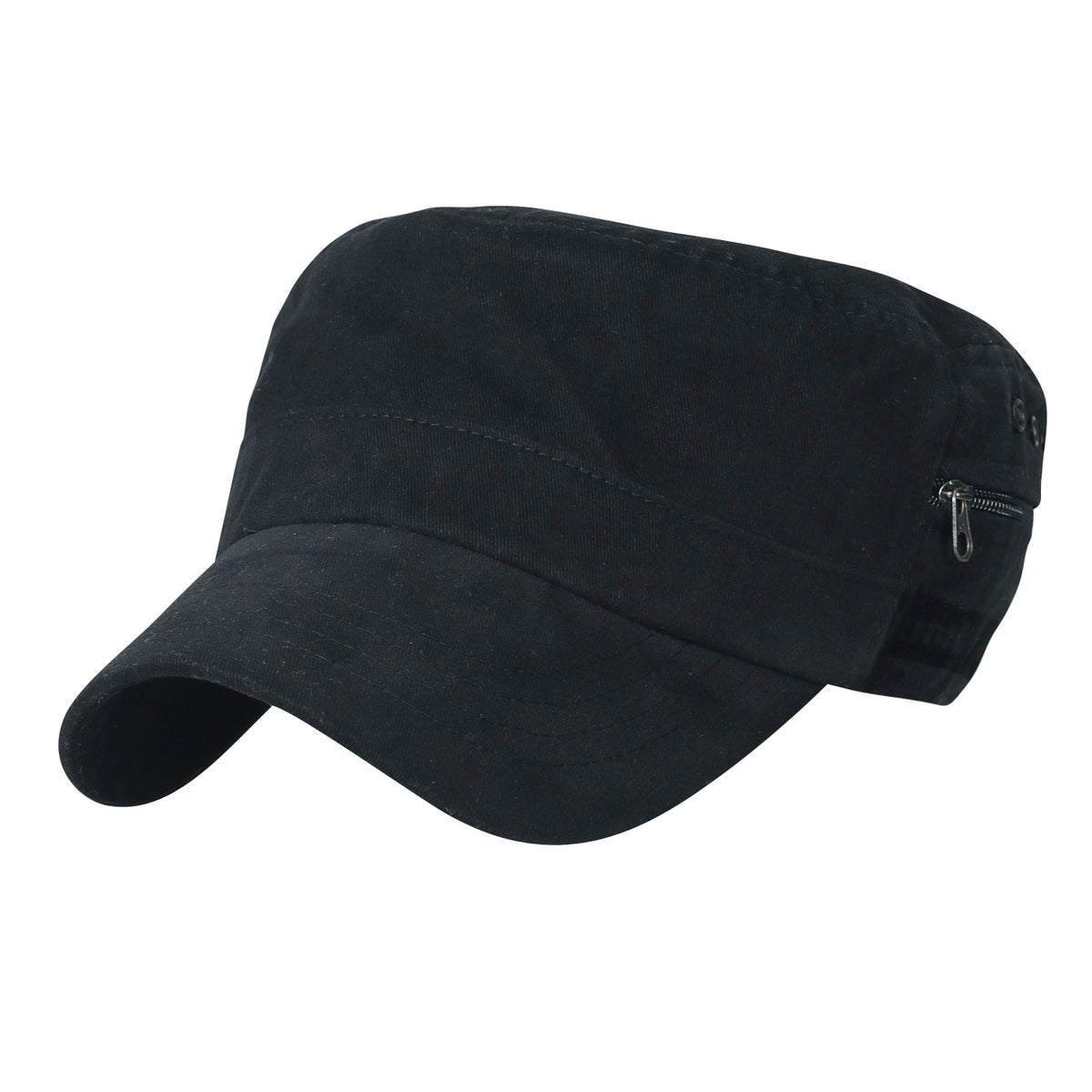 ililily Solid Color Military Army Hat Soft Cotton Adjustable Strap Cadet Cap
