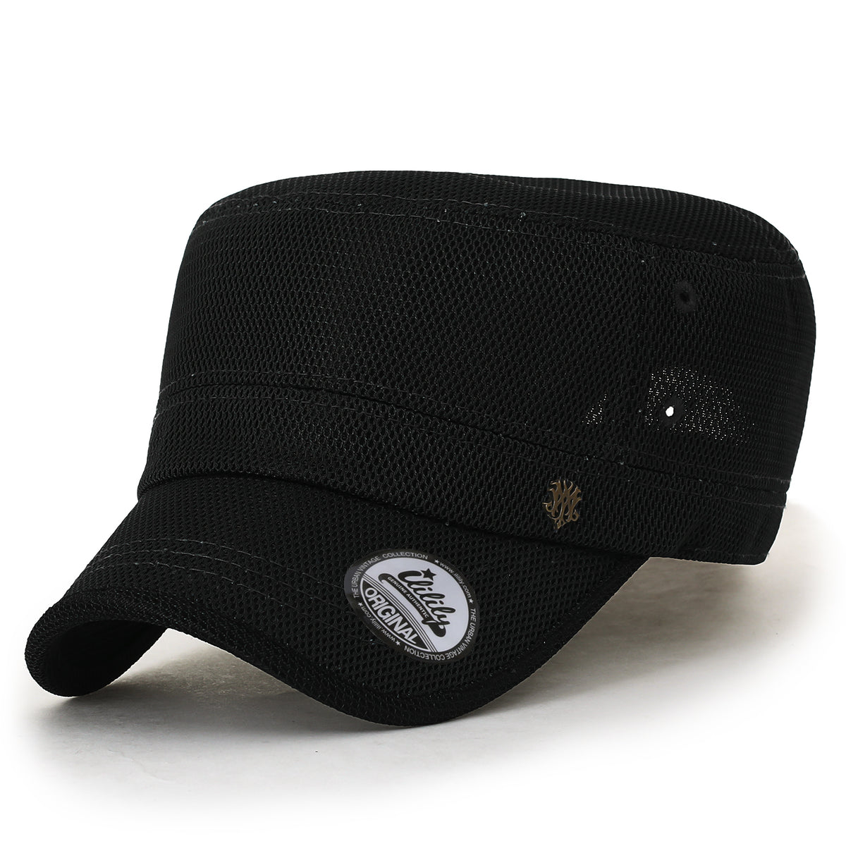 ililily Solid Color Mesh XL Military Army Hat Contrast Seam Cadet Cap