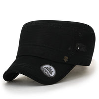ililily Solid Color Mesh XL Military Army Hat Contrast Seam Cadet Cap