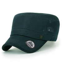 ililily Solid Color Mesh XL Military Army Hat Contrast Seam Cadet Cap