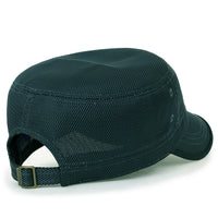 ililily Solid Color Mesh XL Military Army Hat Contrast Seam Cadet Cap