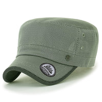 ililily Solid Color Mesh XL Military Army Hat Contrast Seam Cadet Cap