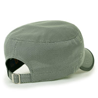 ililily Solid Color Mesh XL Military Army Hat Contrast Seam Cadet Cap