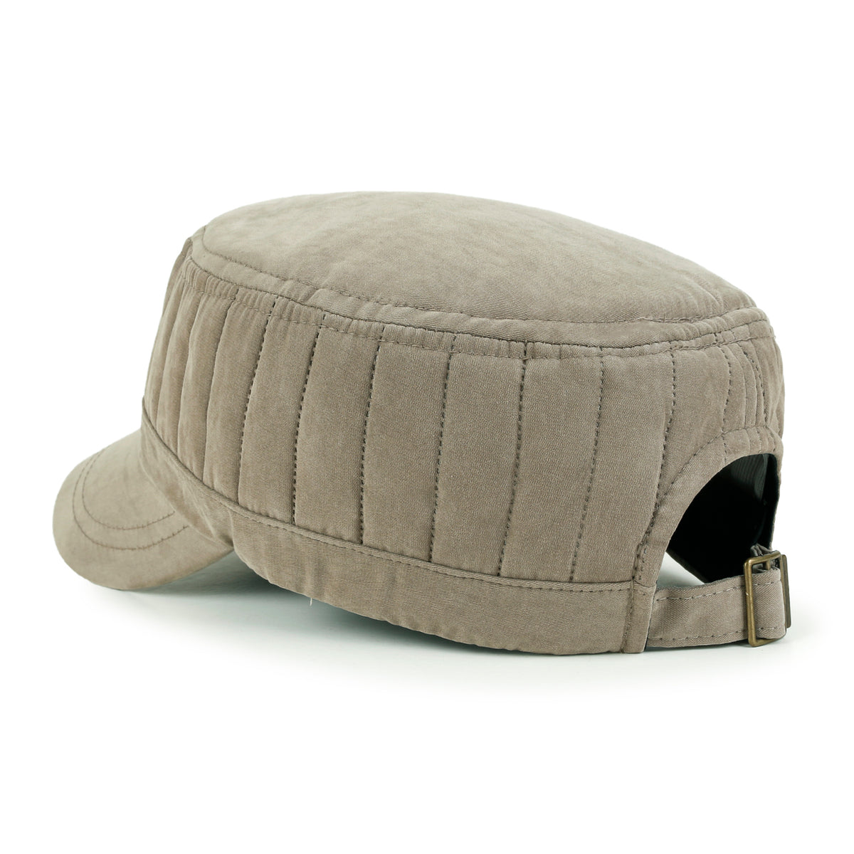 ililily Grayish Color Padded Crown Military Army Hat Soft Casual Cadet Cap