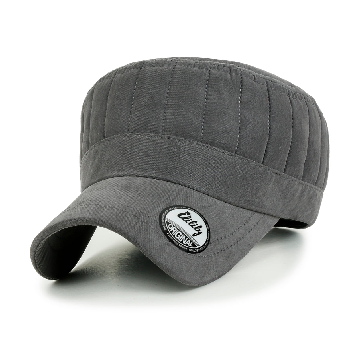 ililily Grayish Color Padded Crown Military Army Hat Soft Casual Cadet Cap