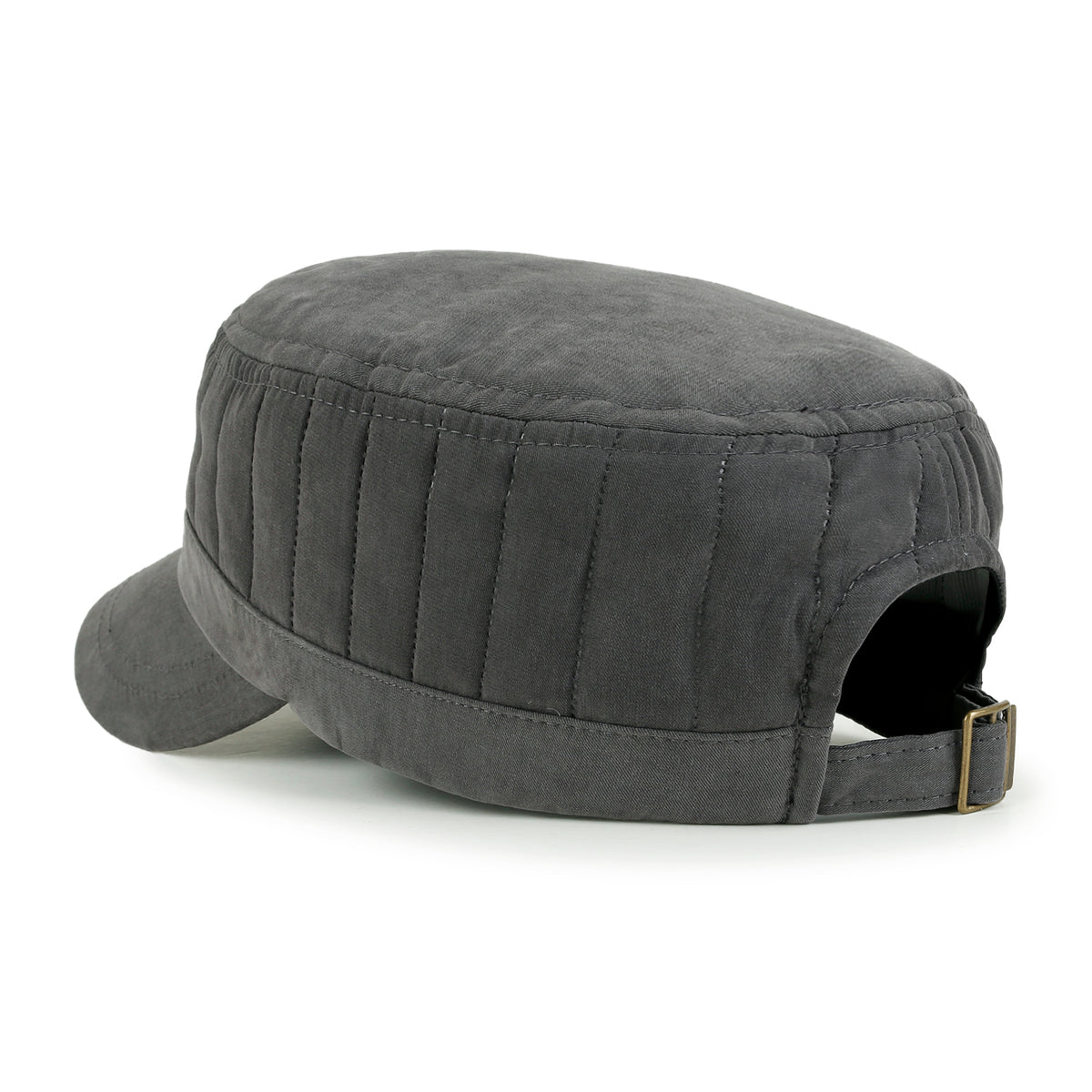 ililily Grayish Color Padded Crown Military Army Hat Soft Casual Cadet Cap