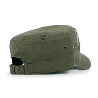ililily Vintage Distressed Cotton Army Hat Heart Shape Rhinestone Cadet Cap