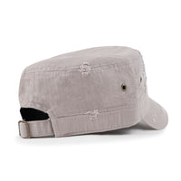 ililily Vintage Distressed Cotton Army Hat Heart Shape Rhinestone Cadet Cap