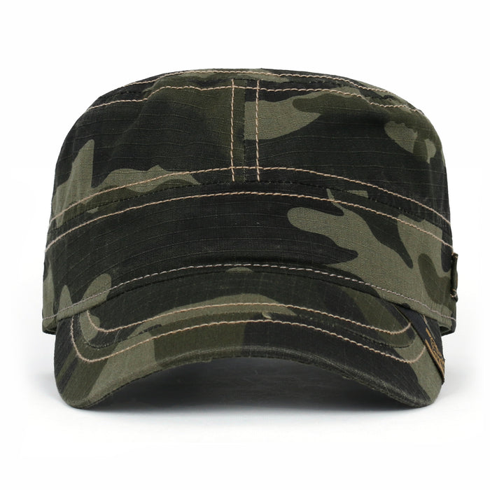 ililily Camouflage Military Cadet Cap Vintage Army Style Hat with Adjustable Strap