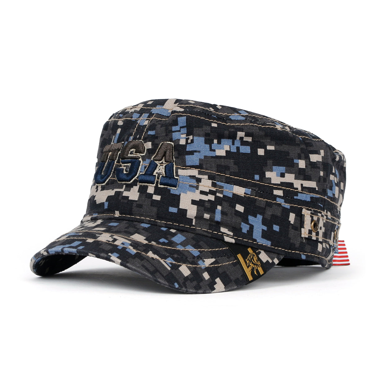 ililily Camouflage Military Cadet Cap Vintage Army Style Hat with Adjustable Strap