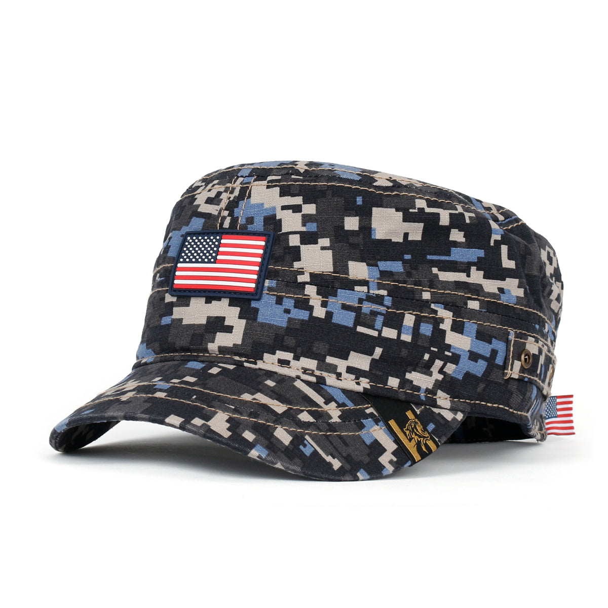 ililily Camouflage Military Cadet Cap Vintage Army Style Hat with Adjustable Strap