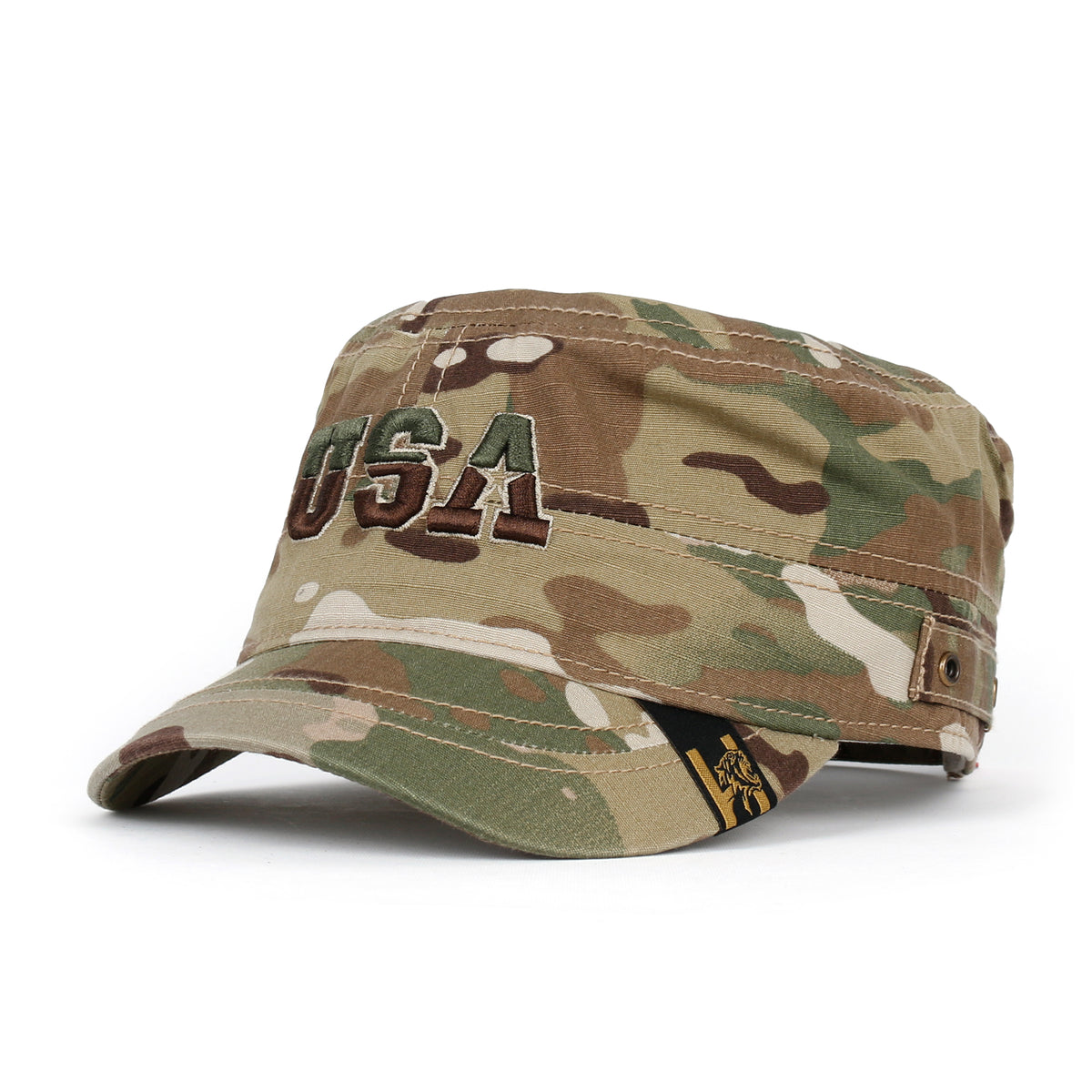 ililily Camouflage Military Cadet Cap Vintage Army Style Hat with Adjustable Strap