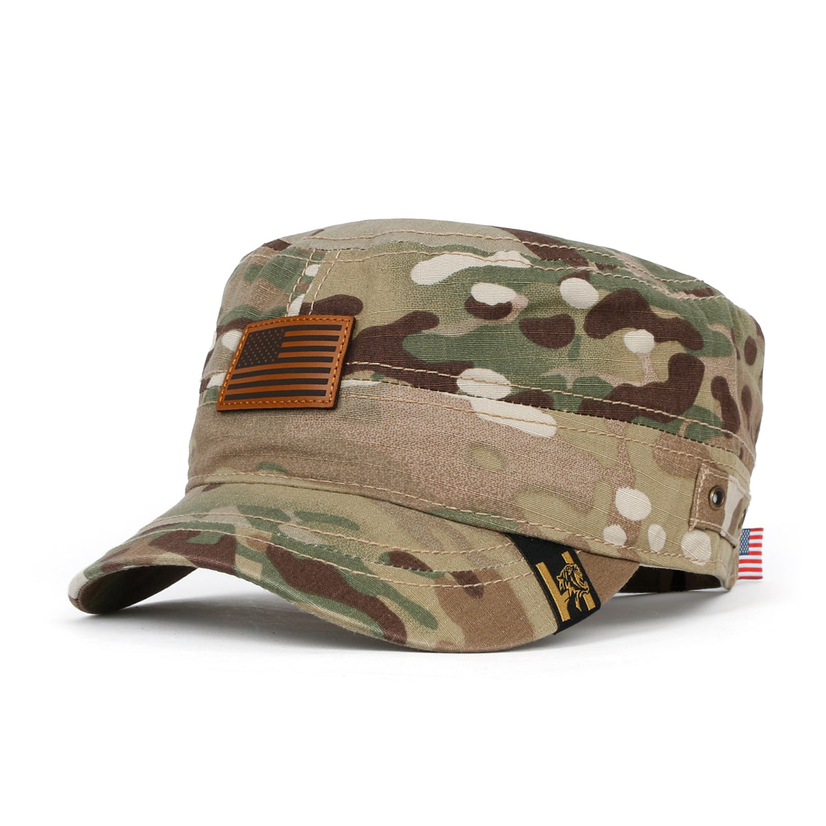 ililily Camouflage Military Cadet Cap Vintage Army Style Hat with Adjustable Strap