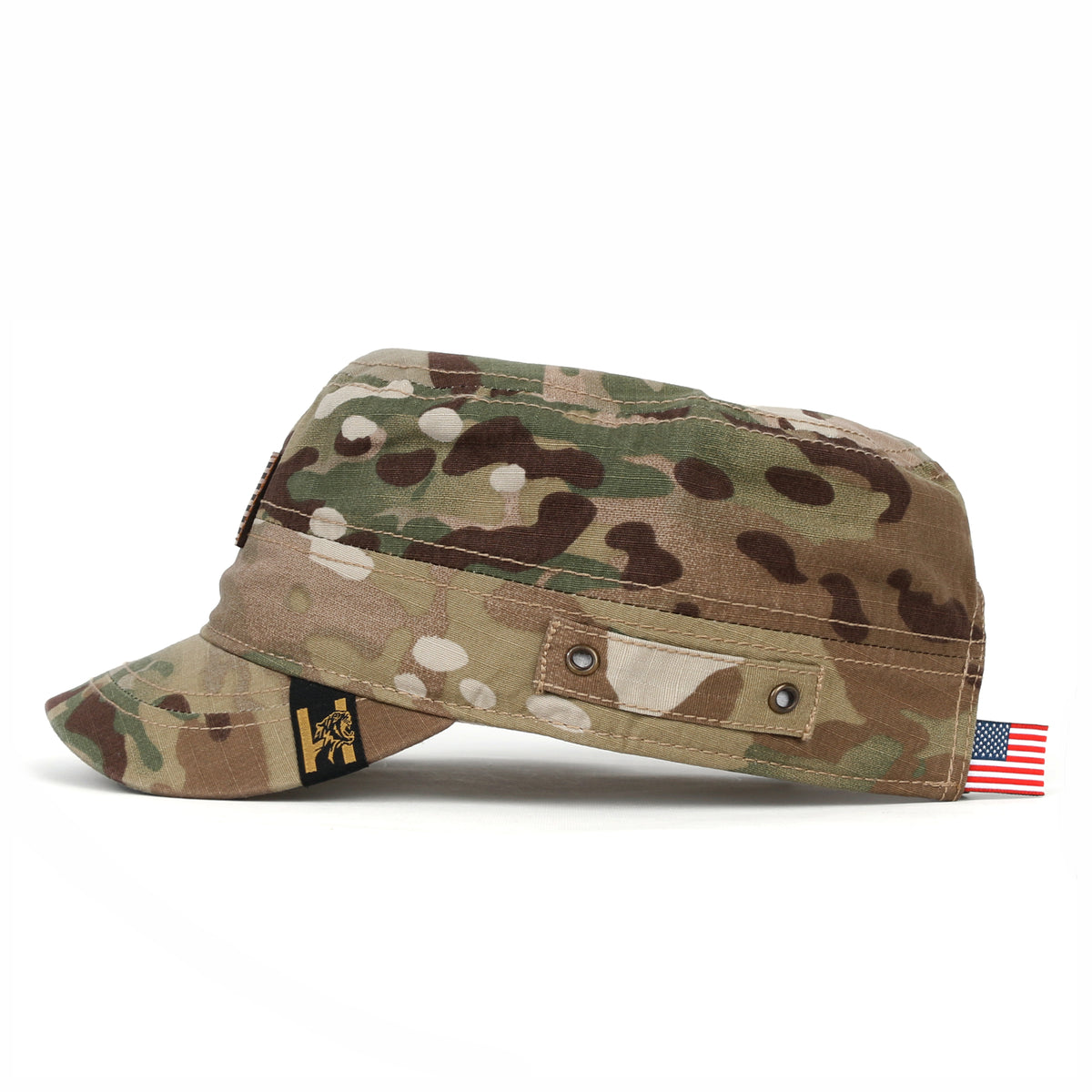 ililily Camouflage Military Cadet Cap Vintage Army Style Hat with Adjustable Strap