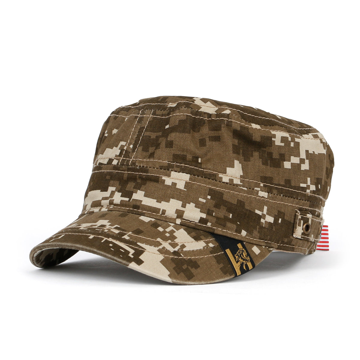 ililily Camouflage Military Cadet Cap Vintage Army Style Hat with Adjustable Strap