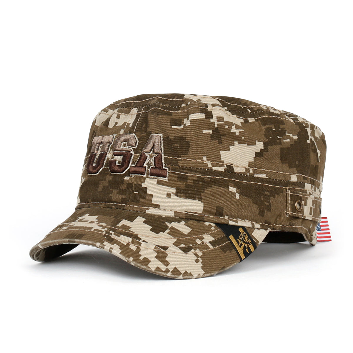 ililily Camouflage Military Cadet Cap Vintage Army Style Hat with Adjustable Strap