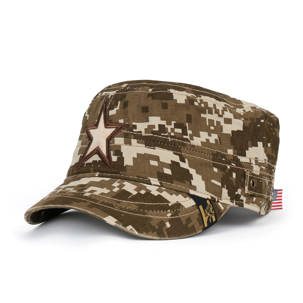 ililily Camouflage Military Cadet Cap Vintage Army Style Hat with Adjustable Strap