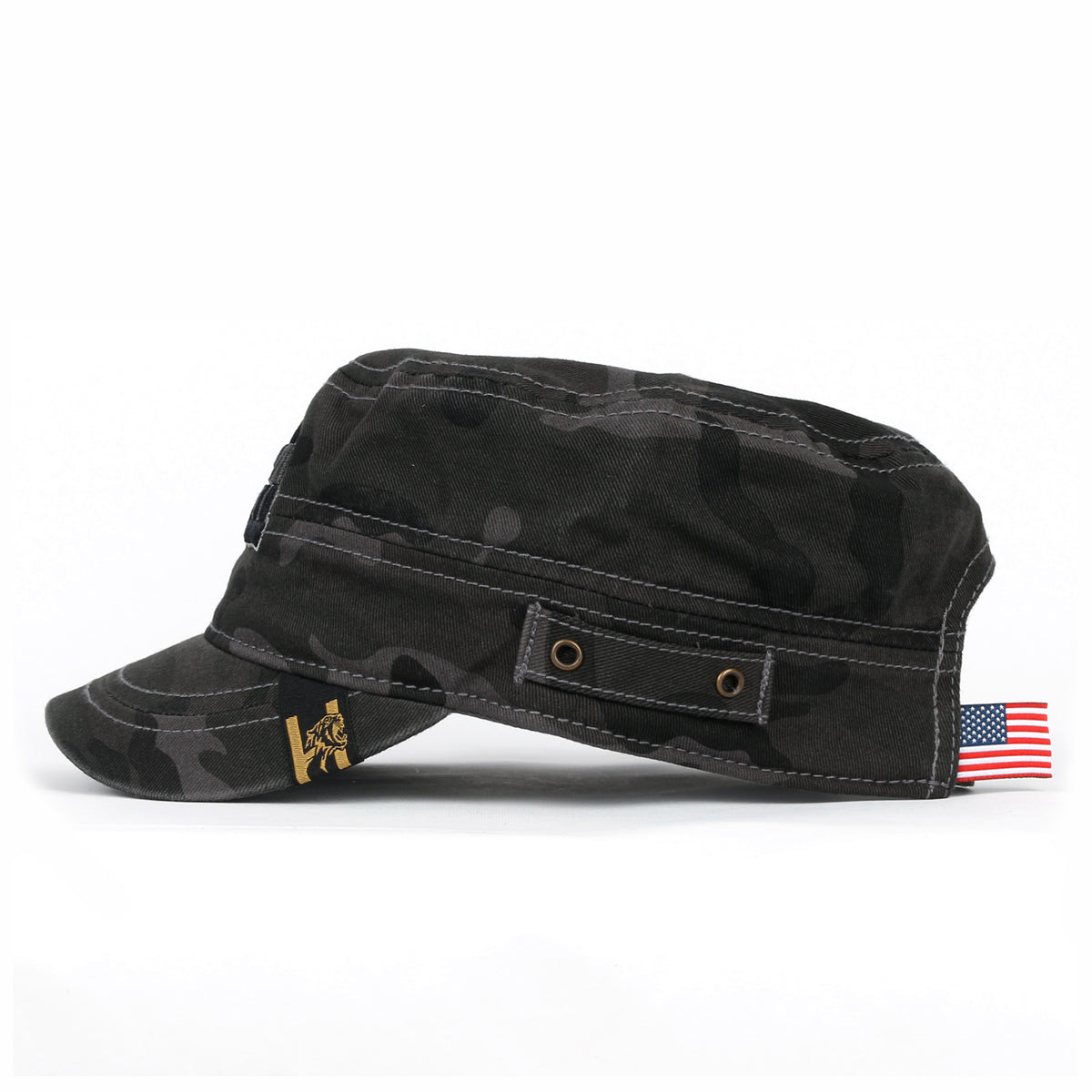 ililily Camouflage Military Cadet Cap Vintage Army Style Hat with Adjustable Strap