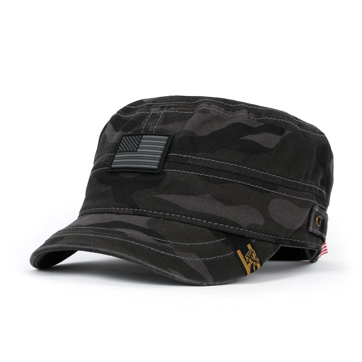 ililily Camouflage Military Cadet Cap Vintage Army Style Hat with Adjustable Strap