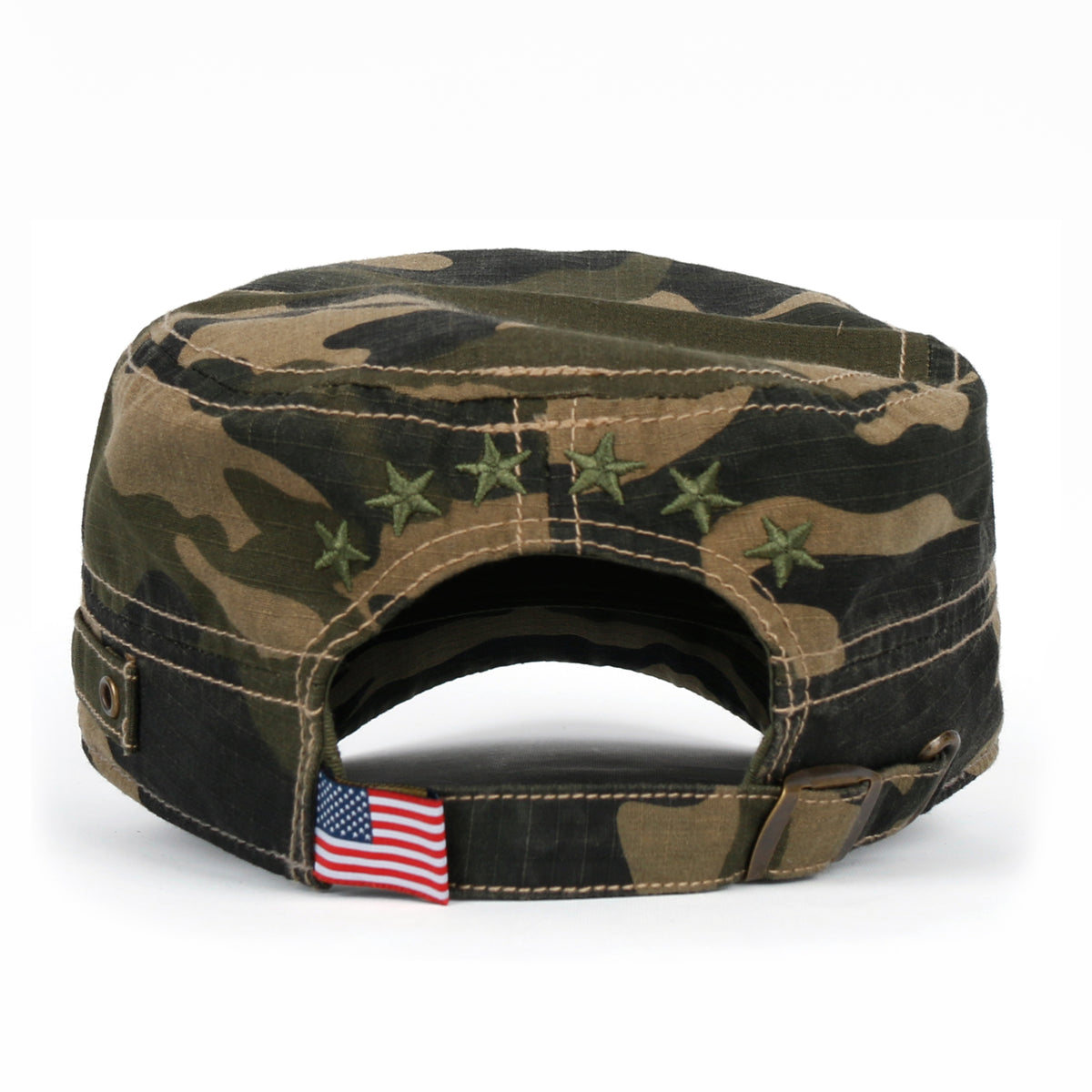 ililily Camouflage Military Cadet Cap Vintage Army Style Hat with Adjustable Strap