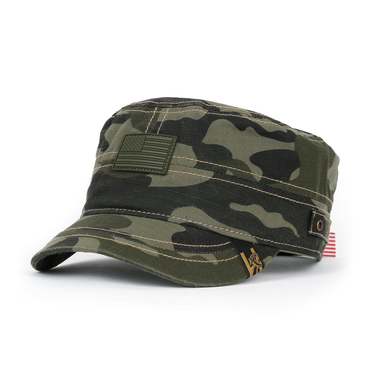 ililily Camouflage Military Cadet Cap Vintage Army Style Hat with Adjustable Strap