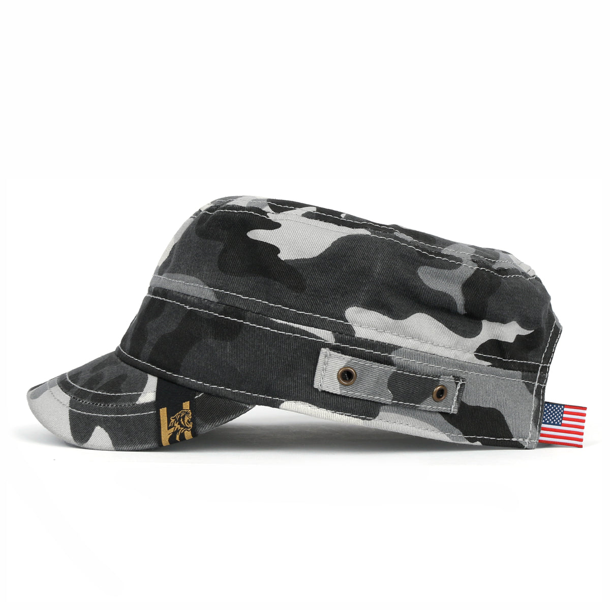 ililily Camouflage Military Cadet Cap Vintage Army Style Hat with Adjustable Strap