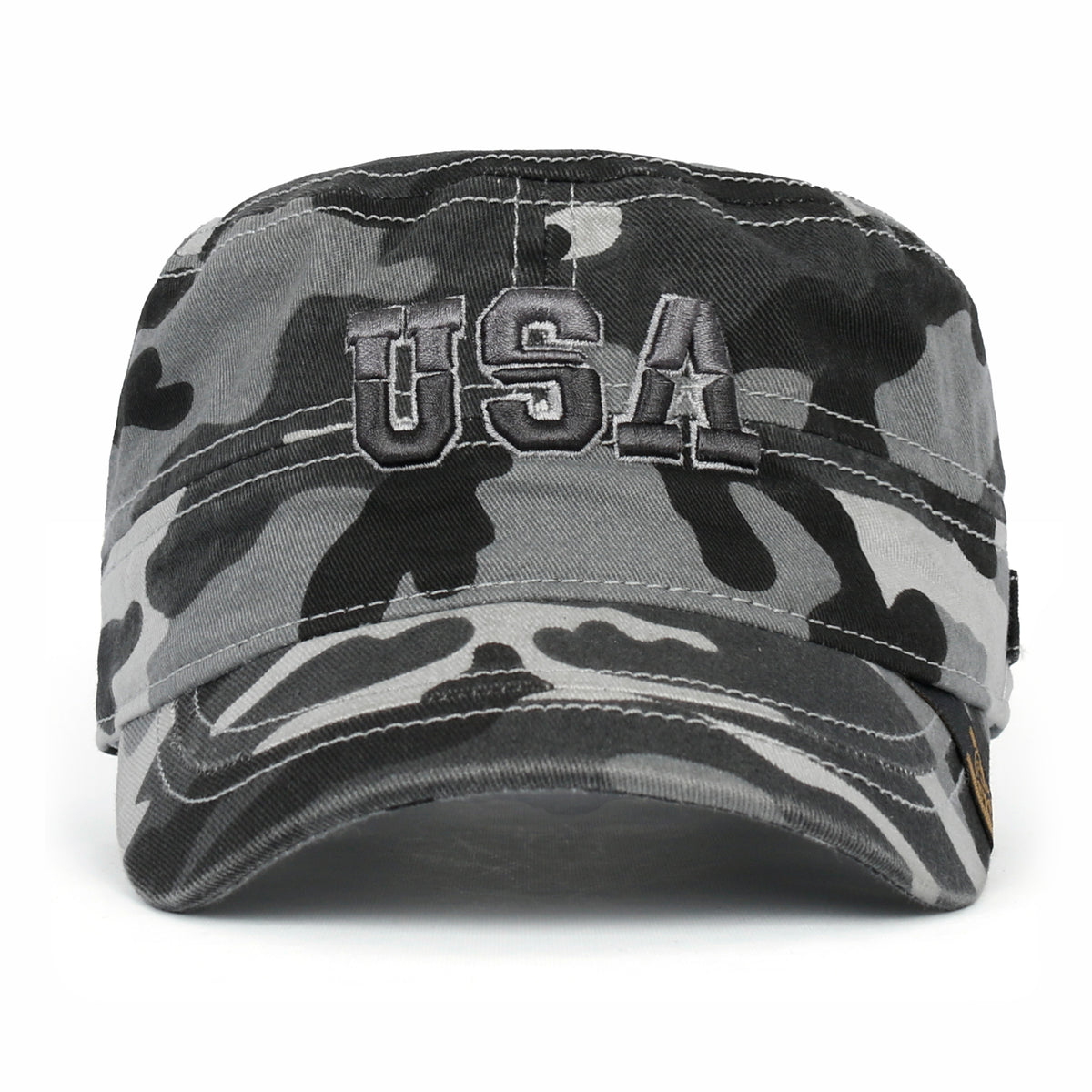 ililily Camouflage Military Cadet Cap Vintage Army Style Hat with Adjustable Strap