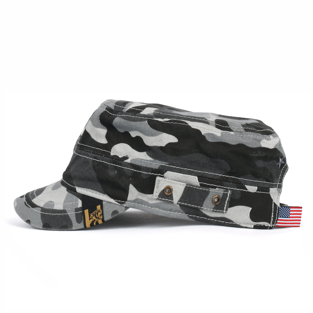 ililily Camouflage Military Cadet Cap Vintage Army Style Hat with Adjustable Strap