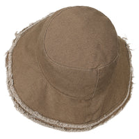 ililily Vintage Cotton Fishing Hat Casual Ripped Edge Bucket Hat