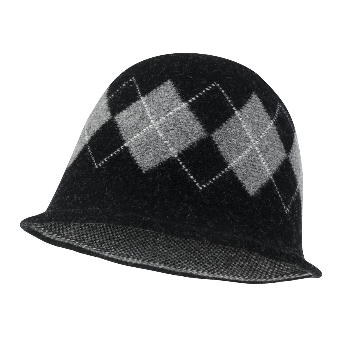 ililily Argyle Pattern Knitted Wool Blended Fedora Crochet Winter Bucket Hat
