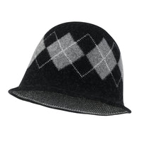 ililily Argyle Pattern Knitted Wool Blended Fedora Crochet Winter Bucket Hat