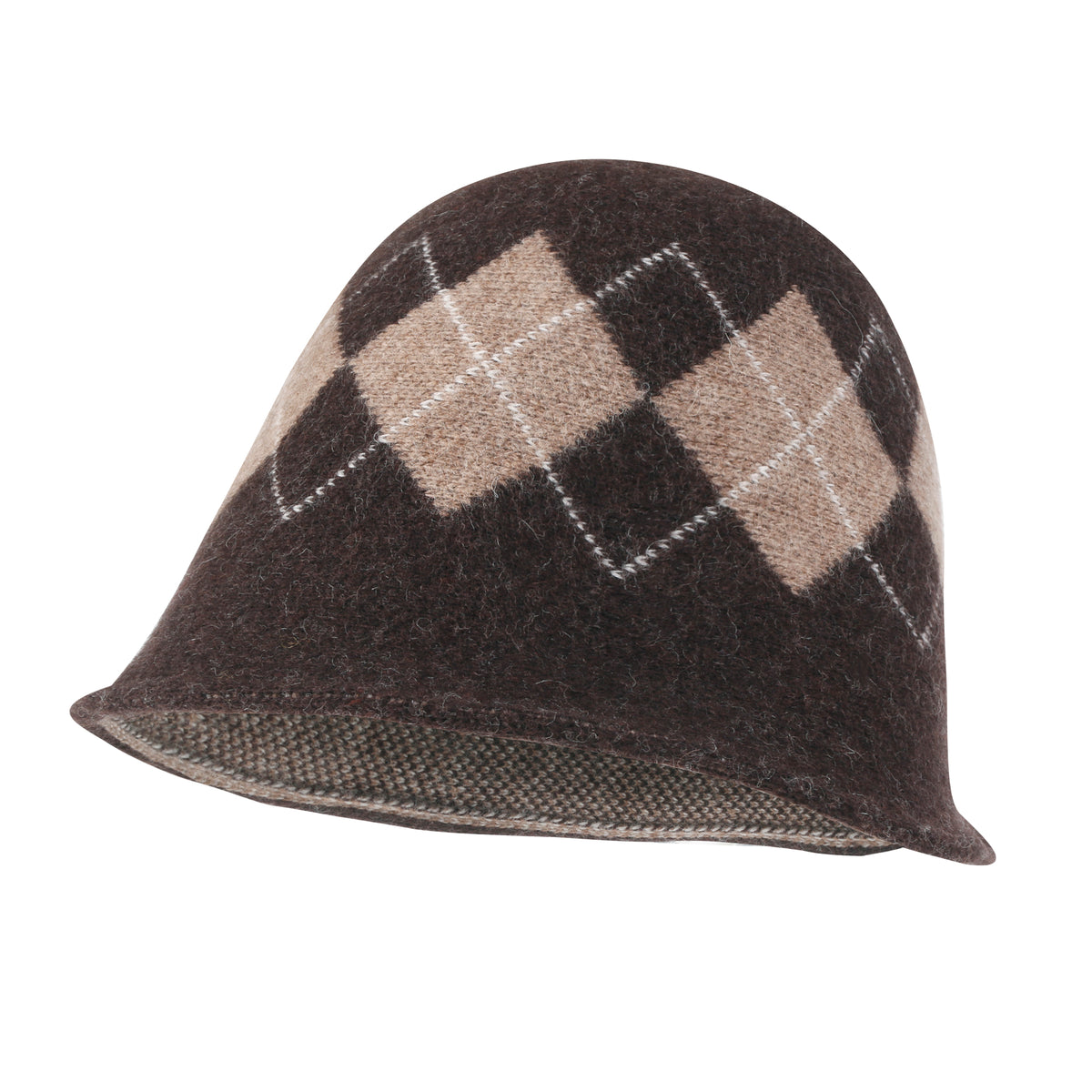 ililily Argyle Pattern Knitted Wool Blended Fedora Crochet Winter Bucket Hat