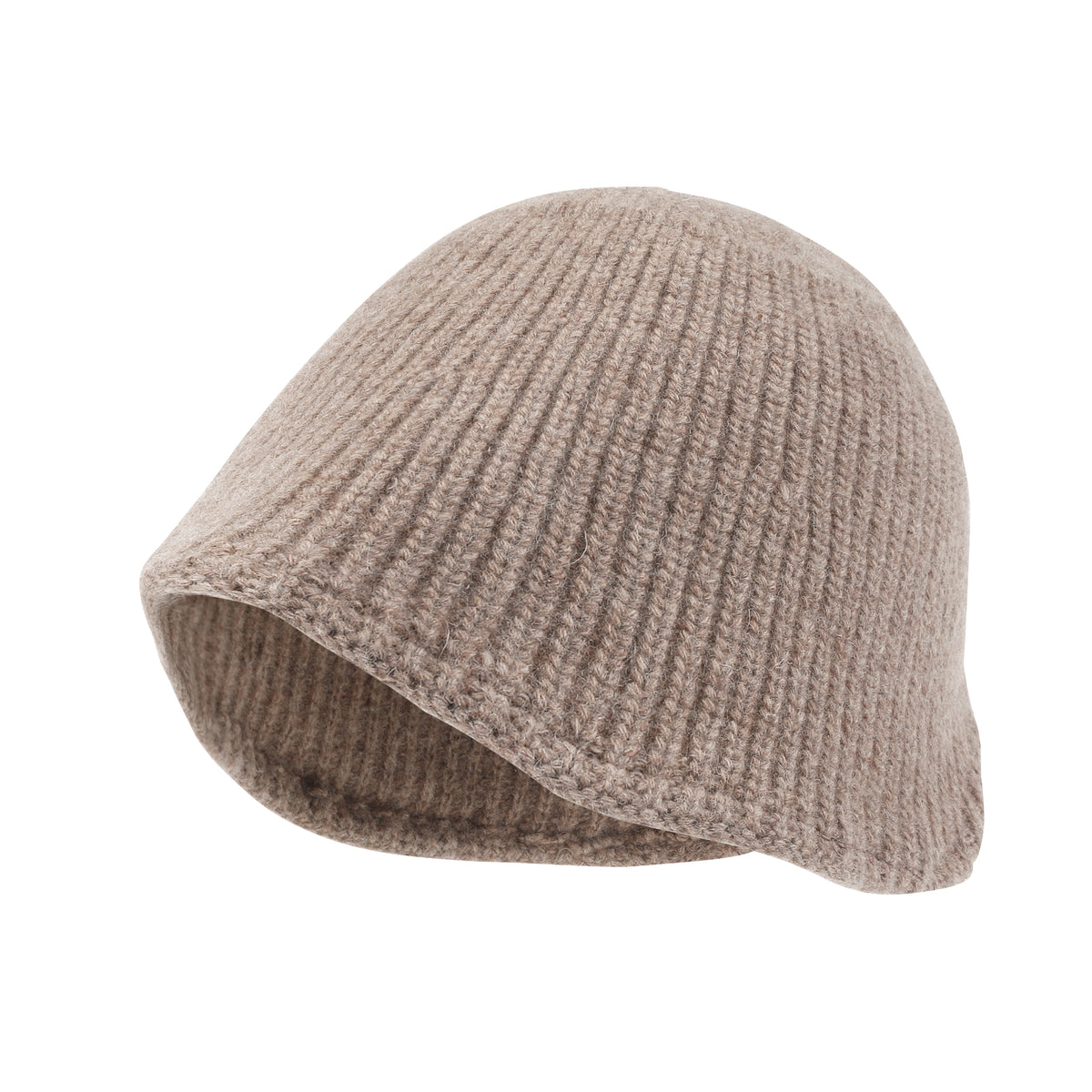 ililily Crochet Asymmetrical Brim Wool Blended Fedora Color Winter Bucket Hat