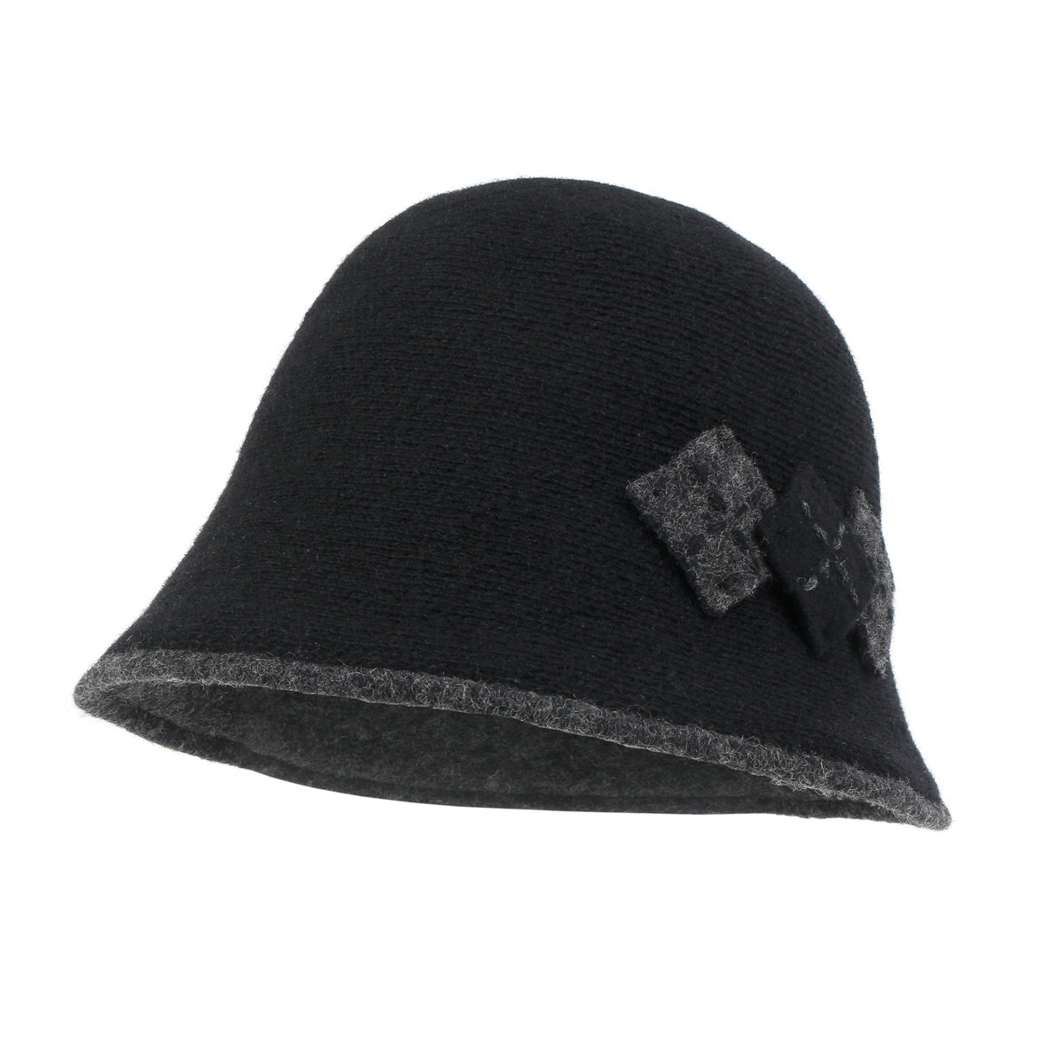 ililily Diamond Shape Knitted Wool Blended Bucket Hat Foldable Winter Bowler Hat