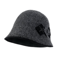 ililily Diamond Shape Knitted Wool Blended Bucket Hat Foldable Winter Bowler Hat
