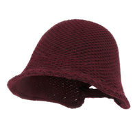 ililily Crochet Asymmetrical Brim Wool Blended Bucket Hook And Loop Winter Hat