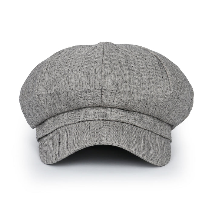 ililily Washed Cotton Newsboy Cabbie Cap Herringbone Duck Bill Flat Hunting Hat